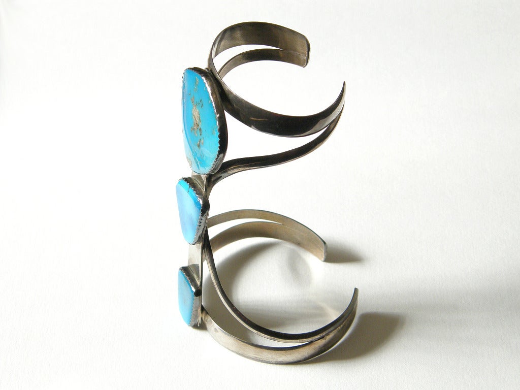 Women's Sterling and Turquoise Double Cuff Bracelet