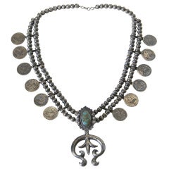 Antique c. 1920s "Squash Blossom" Necklace with Liberty Quarters