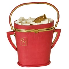 Vintage Anne-Marie Paris Figural Sugar Bowl Novelty Handbag Red Leather