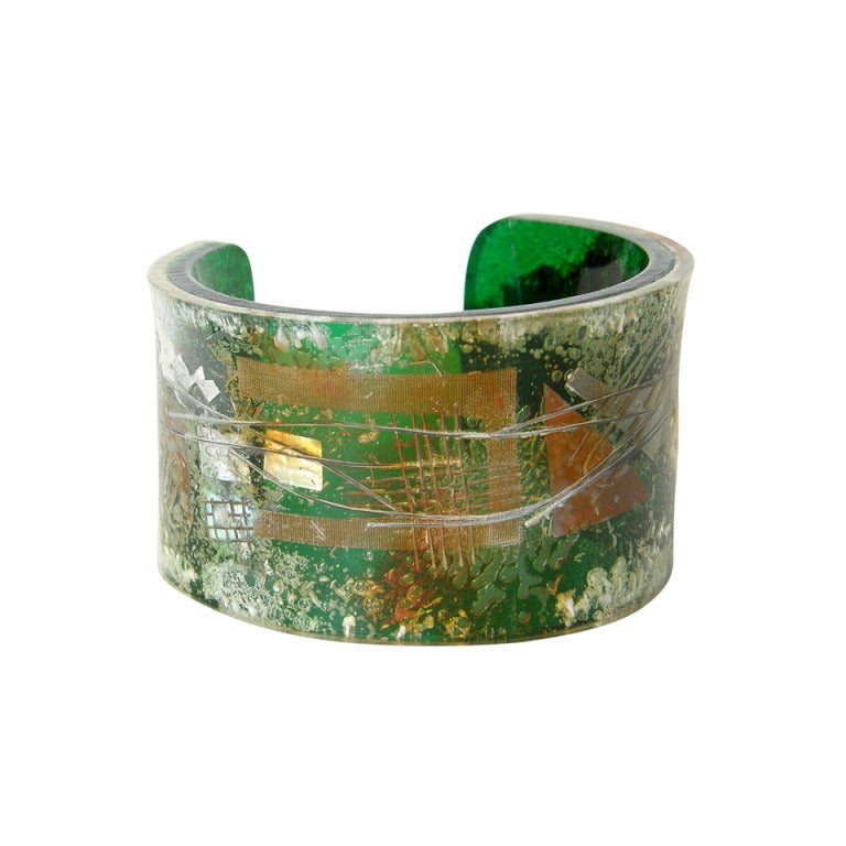 Zahara Schatz Laminated Plexiglas Bracelet Abstract Design