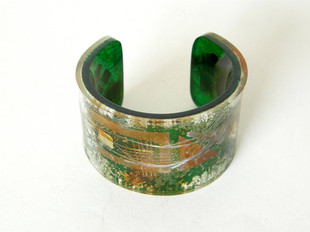 Artisan Zahara Schatz Laminated Plexiglas Bracelet Abstract Design