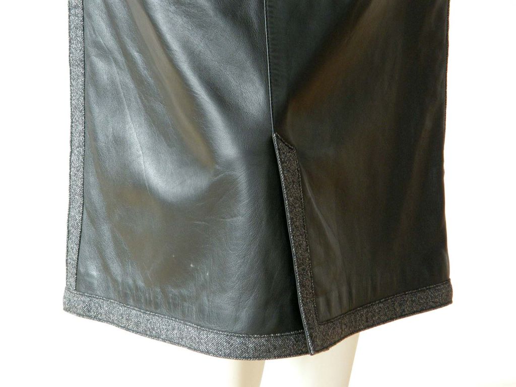 Gucci Black Leather and Wool Pencil Skirt 1