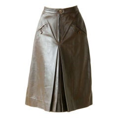 Gucci Brown Leather Skirt 1