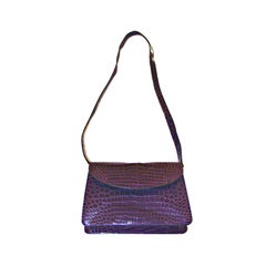 ASPREY rare Purple Crocodile Clutch/Shoulder bag