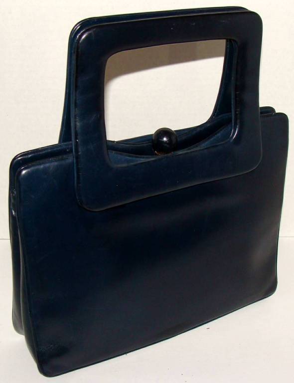 Black Architectural Calfskin Handbag Purse