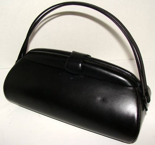Women's Large Black Structured Handbag with Double Handles