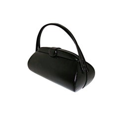 Vintage Large Black Structured Handbag with Double Handles