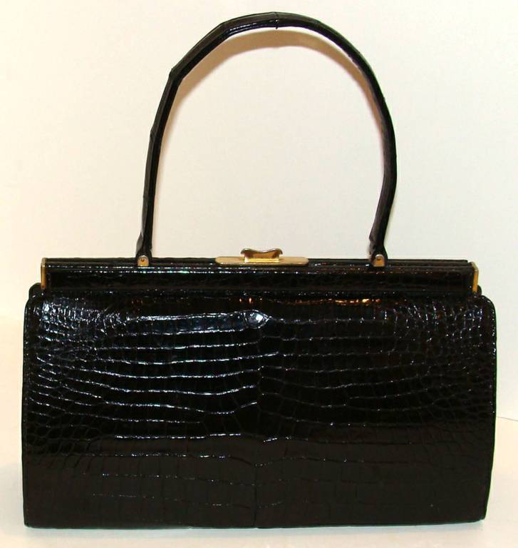 Women's Black Crocodile Handbag Large and Excellent