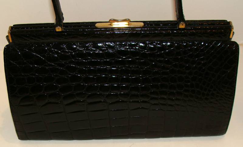 Black Crocodile Handbag Large and Excellent at 1stdibs