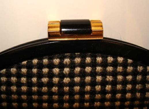 Large Black and White Wool/Mohair Tweed Handbag 3