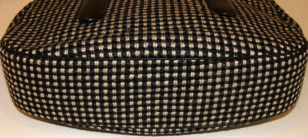 Large Black and White Wool/Mohair Tweed Handbag 5