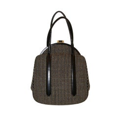 Large Black and White Wool/Mohair Tweed Handbag