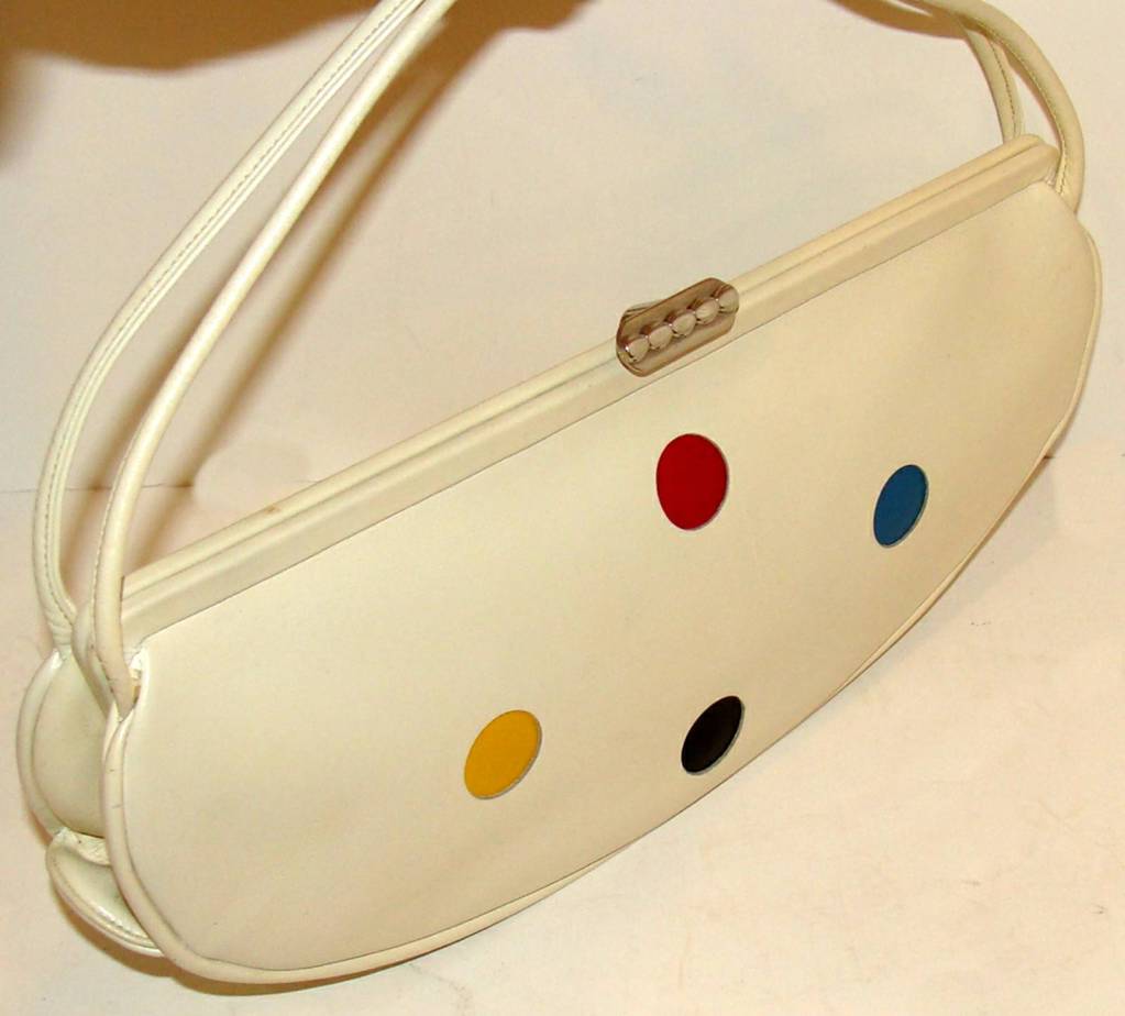 Beige Spring! Rare Leather Baguette with Primary Color Dots For Sale