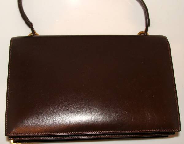 Women's Hermes Classic Handbag Purse in Brown Tourniquet Clasp