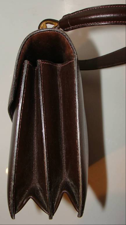 Hermes Classic Handbag Purse in Brown Tourniquet Clasp 1