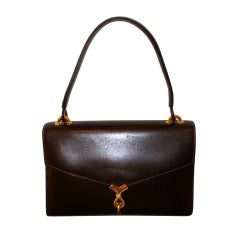 Hermes Classic Handbag Purse in Brown Tourniquet Clasp