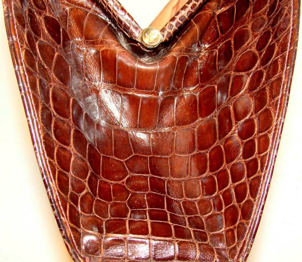 Women's Brown Alligator Kelly Style Bag Purse