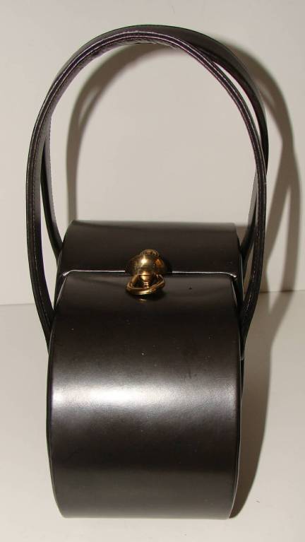 Sculptural Double Cylinder Box Purse in Deep Gray RARE  im Angebot 1