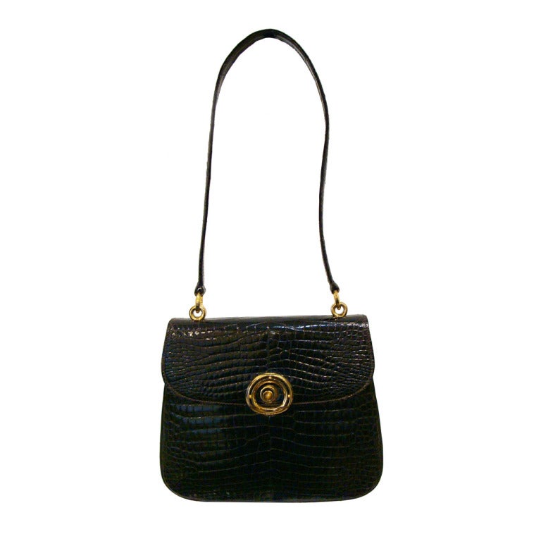 Dark Brown Shoulder Bag with Tiger
s Eye Clasp