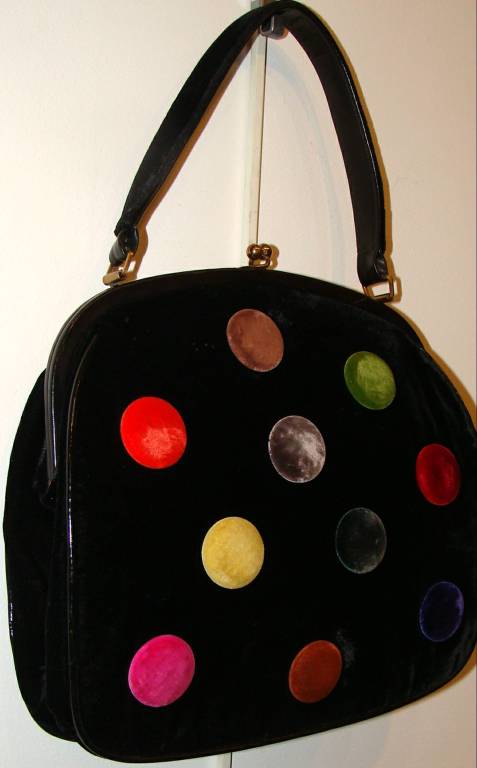 Women's Rare, Large Bag with Large Colorful Dots For Sale