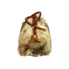 Vintage Large Fur Speedy Style Satchel Handbag Purse