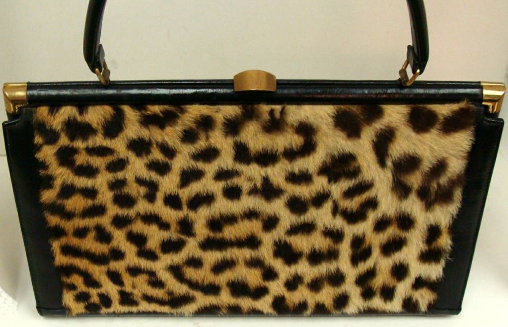 Leopard Print Kelly Style Handbag Large 2