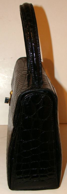 Black Center Skin Crocodile Handbag Purse France For Sale 2