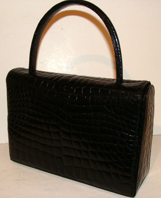 Black Center Skin Crocodile Handbag Purse France For Sale 4