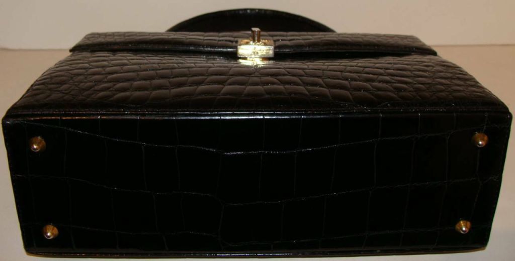 Black Center Skin Crocodile Handbag Purse France For Sale 5