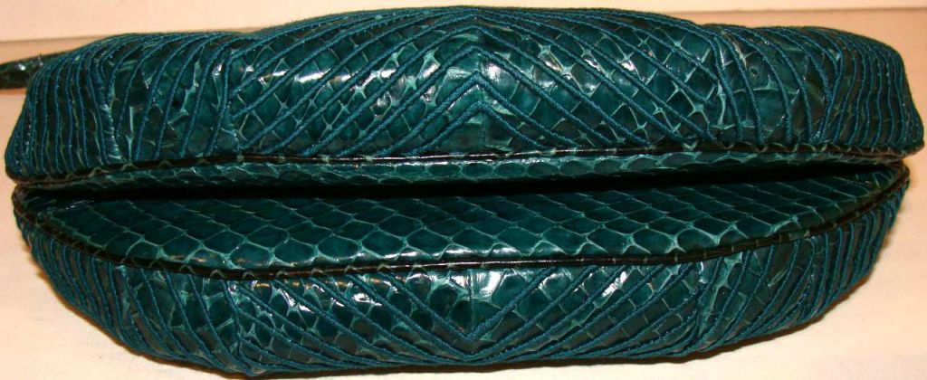 Women's Teal Python Evening Bag Clutch W/Shoulder Strap by Judith Leiber