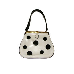 Rare Black and White Polka Dot Leather Purse
