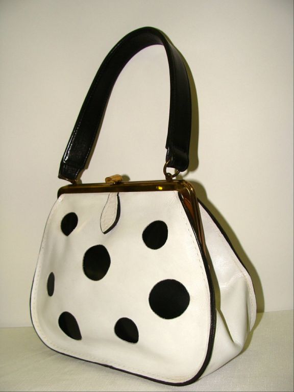 Rare Black and White Polka Dot Leather Purse at 1stDibs | black and ...