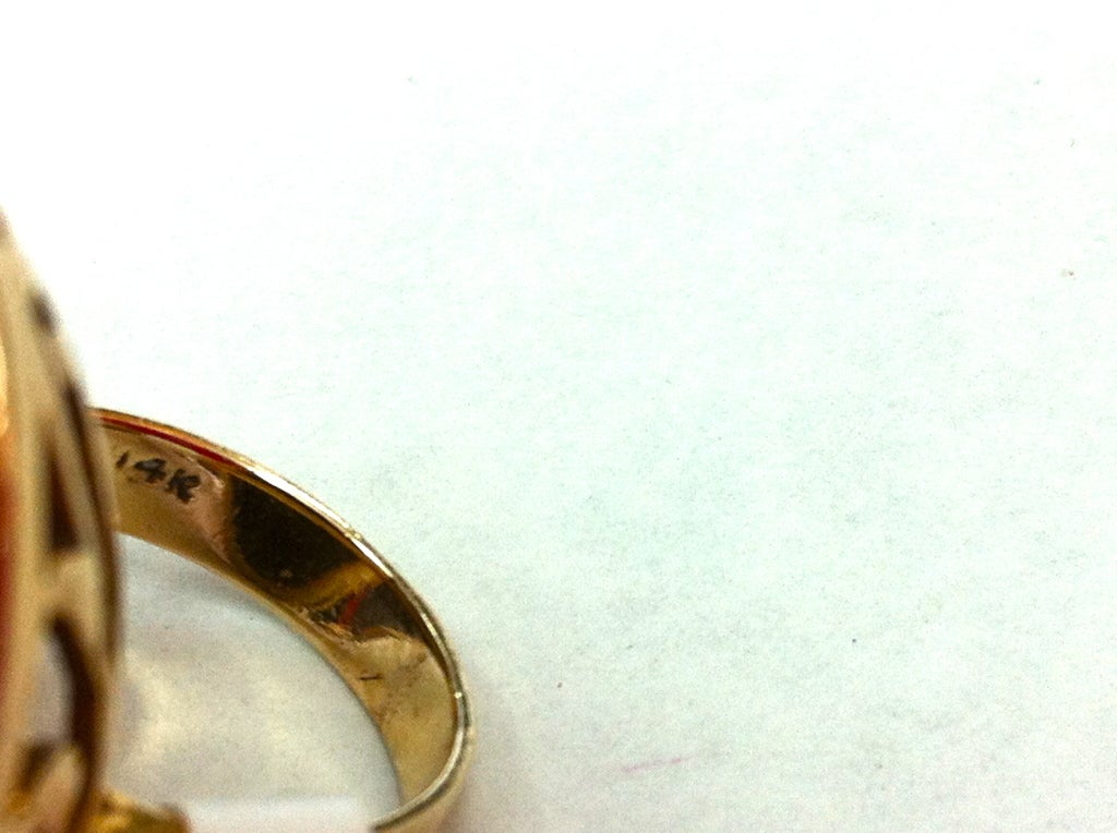 Victorian Lava Cameo Gold Ring