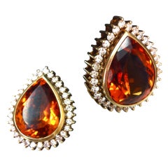 Coach House Mandarin Teardrop Citrine Diamond Gold Earrings 9