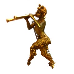 Antique Pan Dancer Gold Pin Brooch