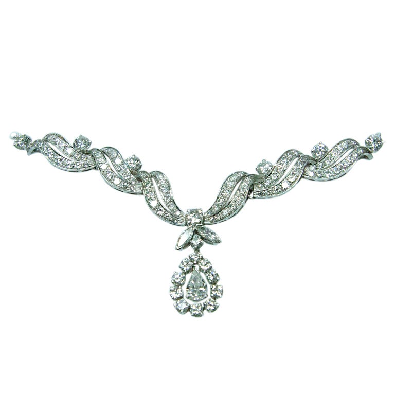 Diamond Drop Gold Necklace at 1stdibs