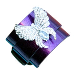 CZ Butterfly  Leather Cuff Bracelet