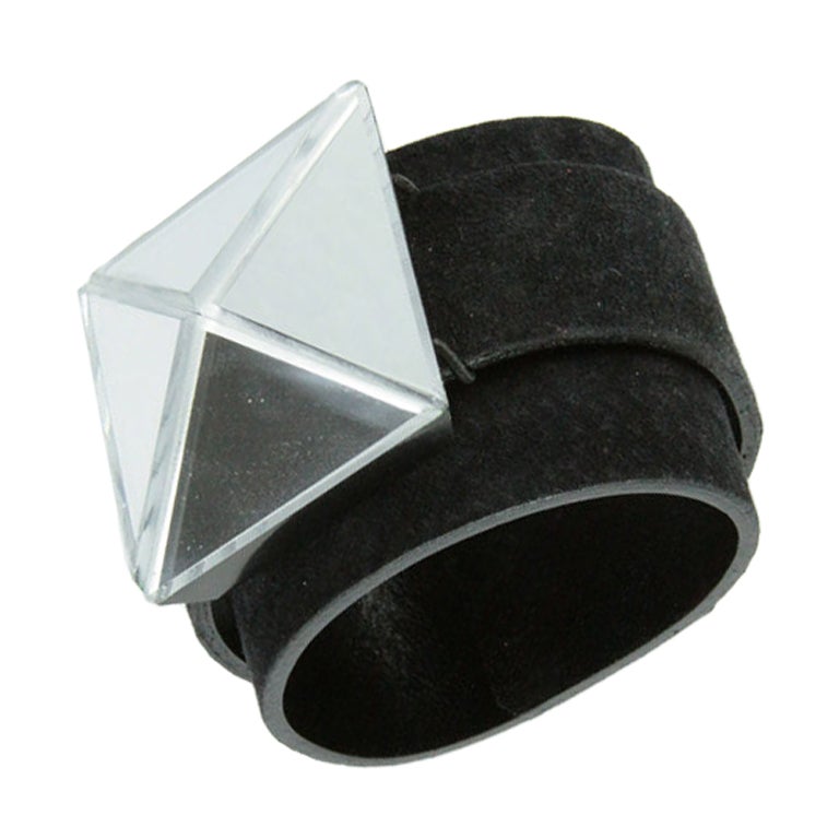 Mirror Cube Leather Cuff Bracelet