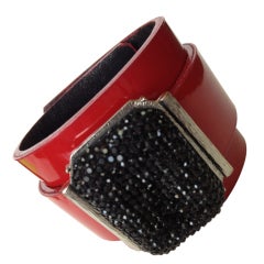CZ Patent Leather Cuff Bracelet