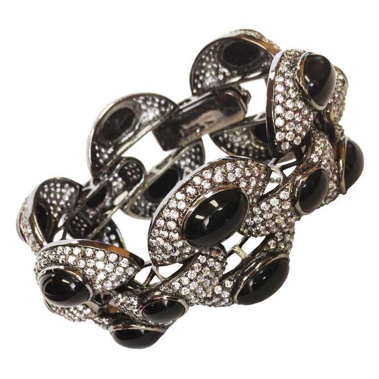 Swarovski Onyx Link Bracelet For Sale at 1stDibs