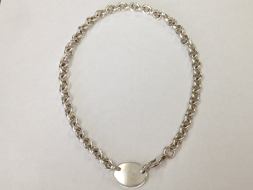 Tiffany & Co. Sterling Silver Return to Tiffany Tag Necklace In Excellent Condition In Montreal, QC