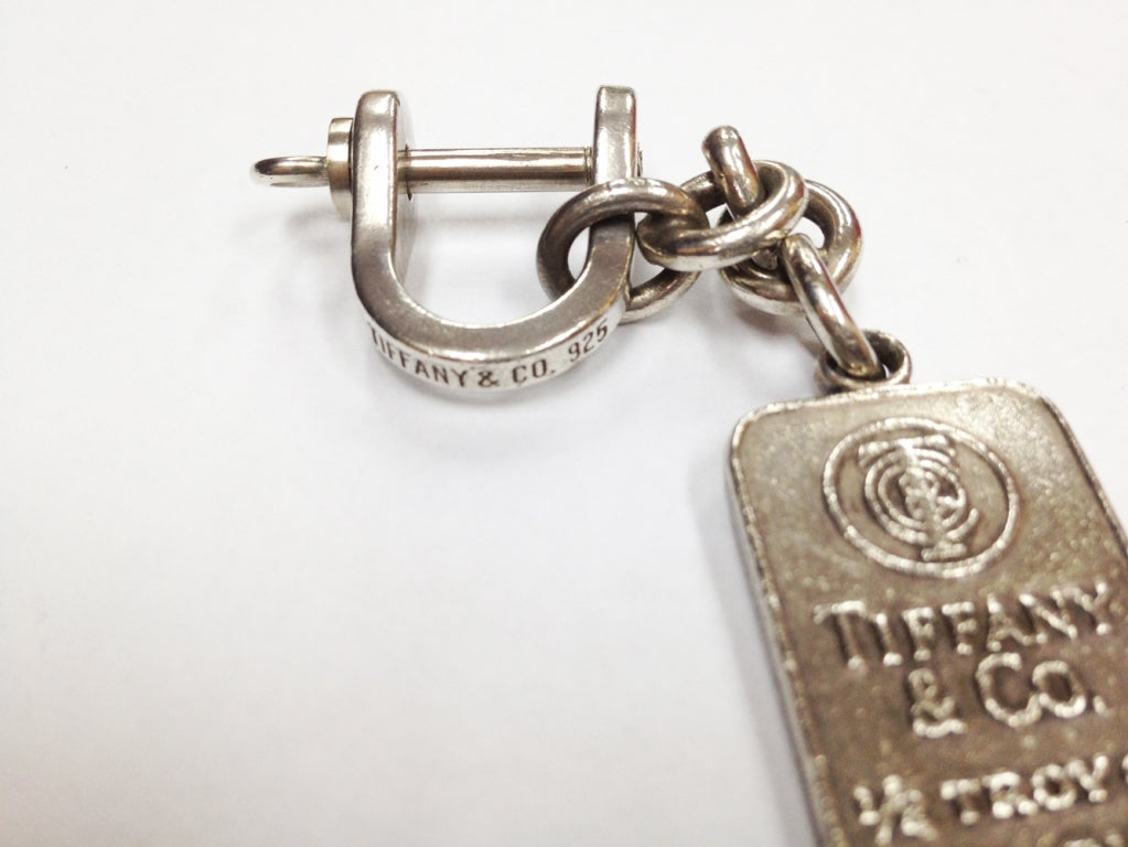 Authentic Tiffany & Co. 1/2 Troy oz. .999+ Fine Silver ingot key holder. Approx ingot size: 1.63