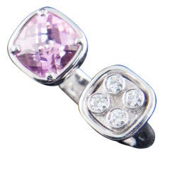 Modernist Moi et Toi Diamond Kunzite Gold Ring 4