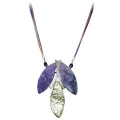 Natural Amethyst Quartz and Sterling Silver Statement Necklace