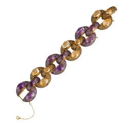 Beautiful Amethyst Citrine Link Statement Bracelet