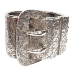 Bracciale vittoriano con fibbia in argento 925 inciso a mano