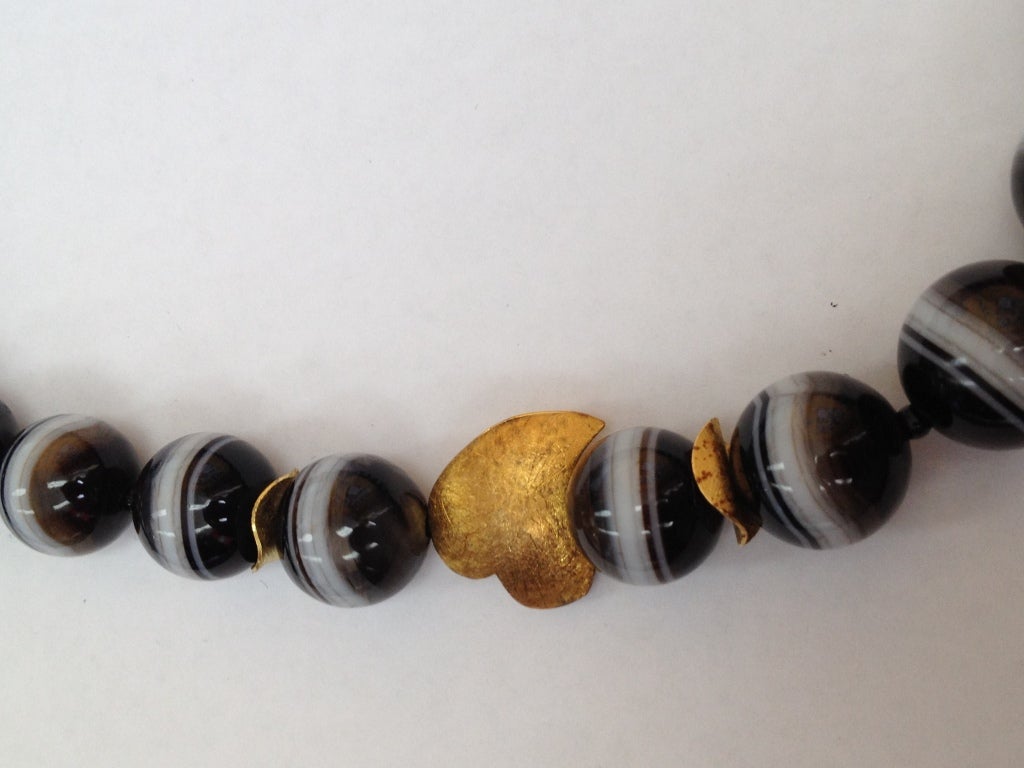 Victorian Banded Agate Bead Necklace