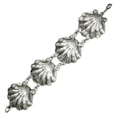 Petersen Art Deco Sterling Silver Shell Link Bracelet