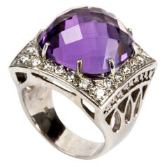 Amethyst Diamond Gold Ring 12