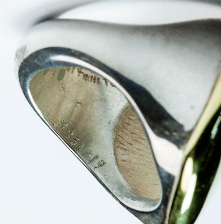 Rare Walter Schluep Figural Face Gold Silver Ring 1